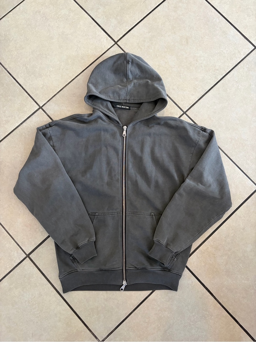 cole buxton faded zip-up hoodie
